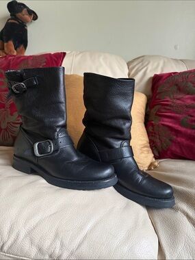 Frye Veronica Classic Black Leather Mid-Calf Women's Boots